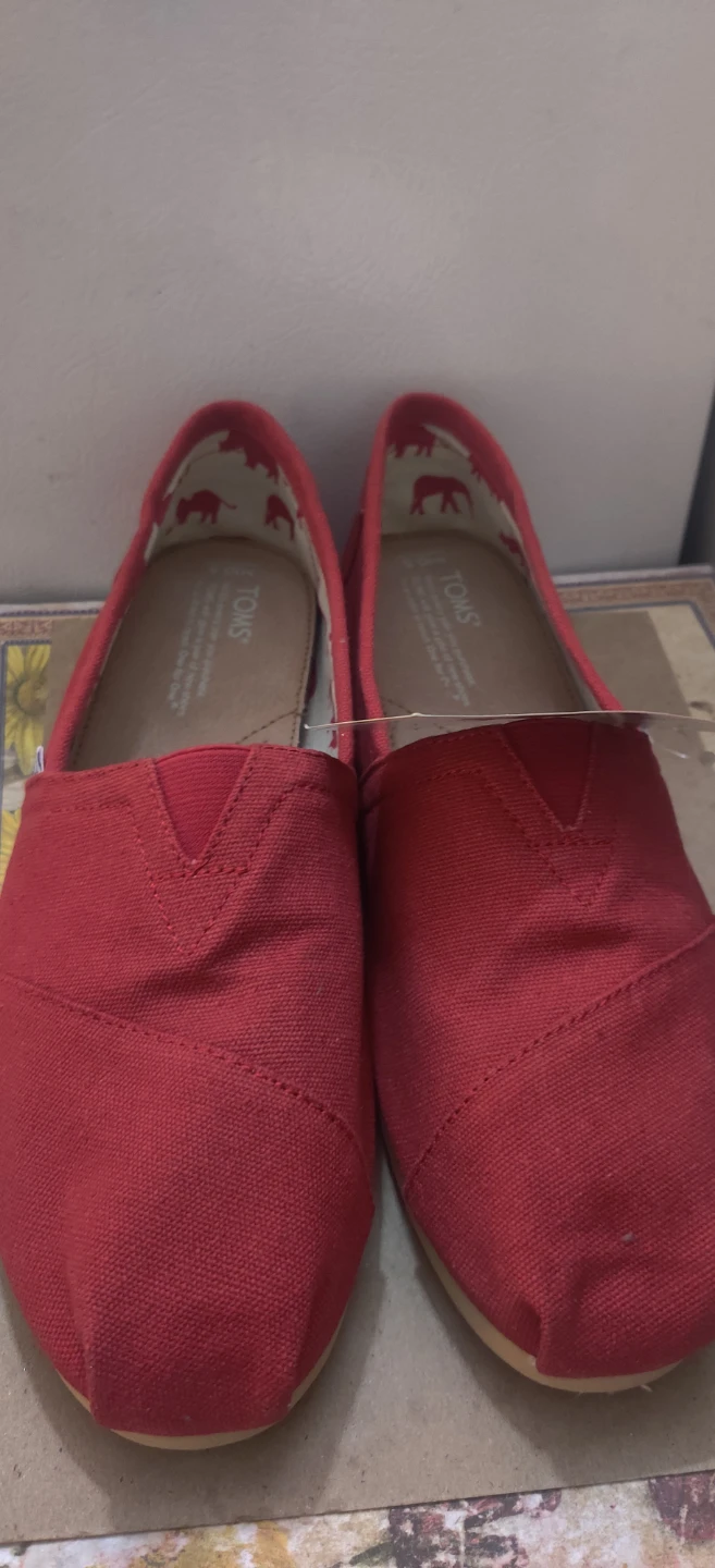 TOMS Red Canvas Slip-On Shoes