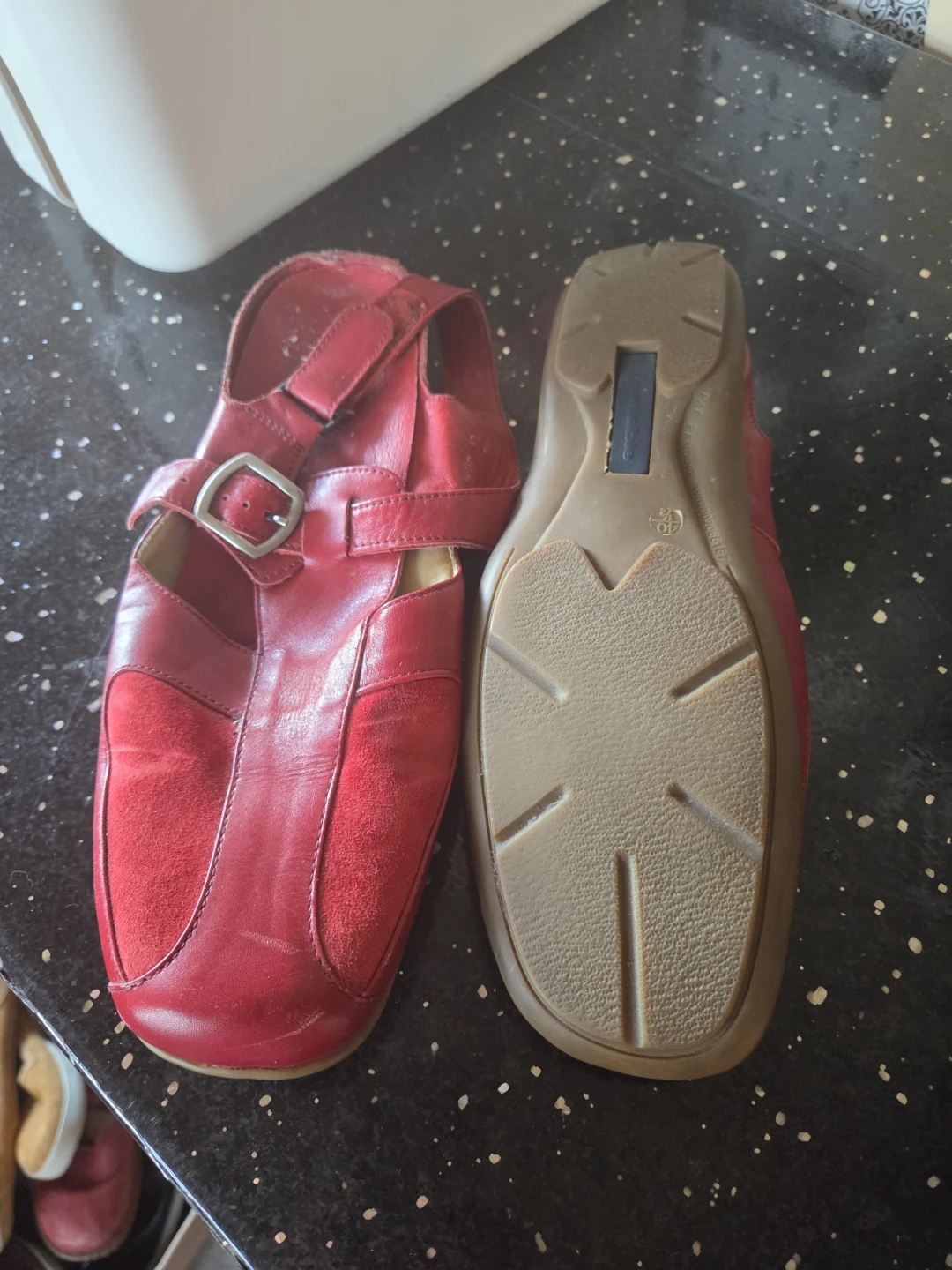 Red Leather and Suede Sandals 🏆
