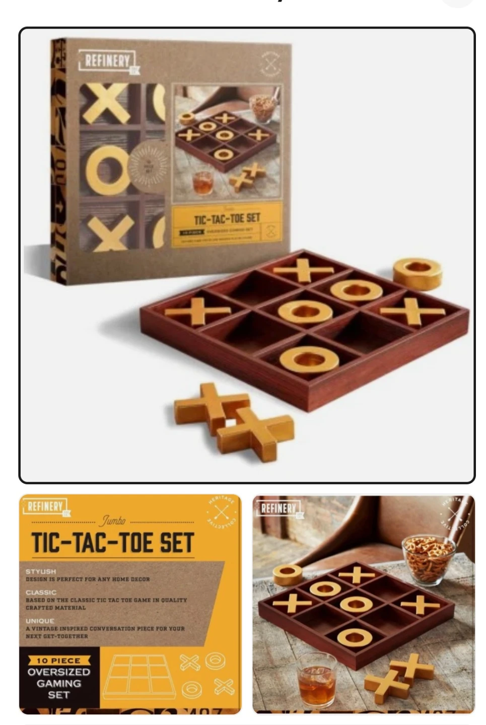 Jumbo size 14 inches Refinery & Co. Wooden Tic-Tac-Toe Board - photo 3