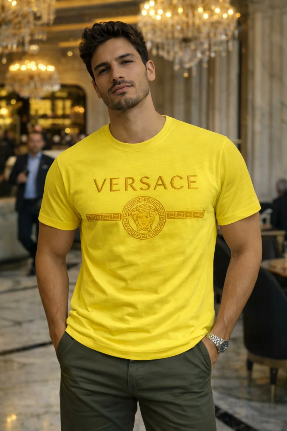 Versace Medusa Logo T-Shirt Yellow