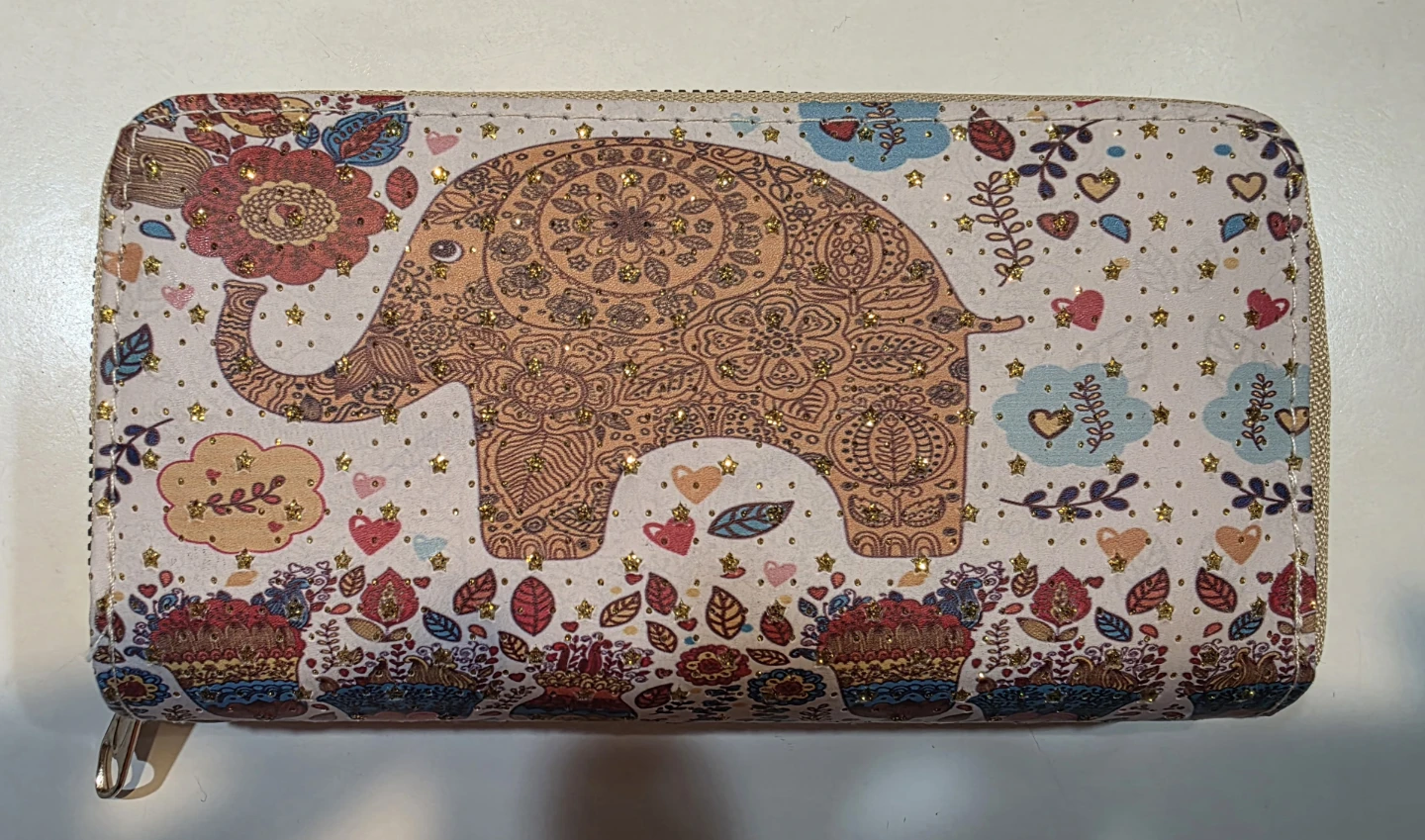 Elephant Print Wallet with Wrist Strap
