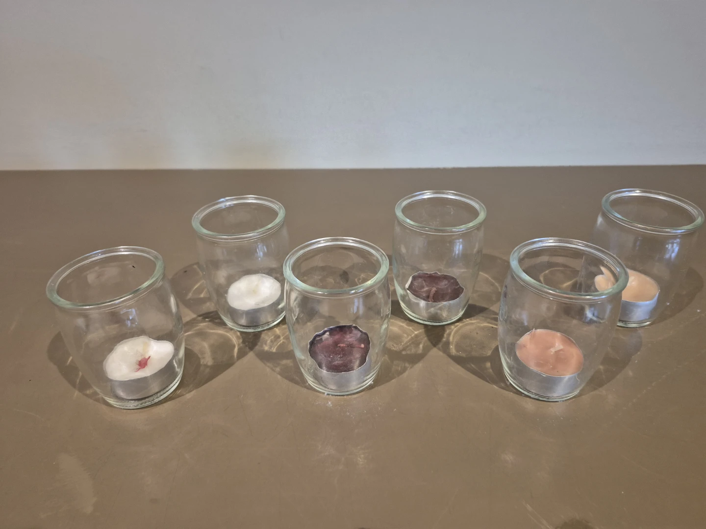 Set of 6 glass tealight holders