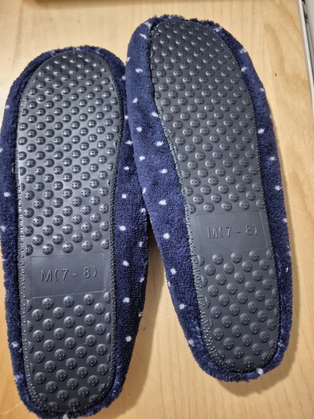 Blue Polka Dot Slippers - Size M (7-8) - photo 2