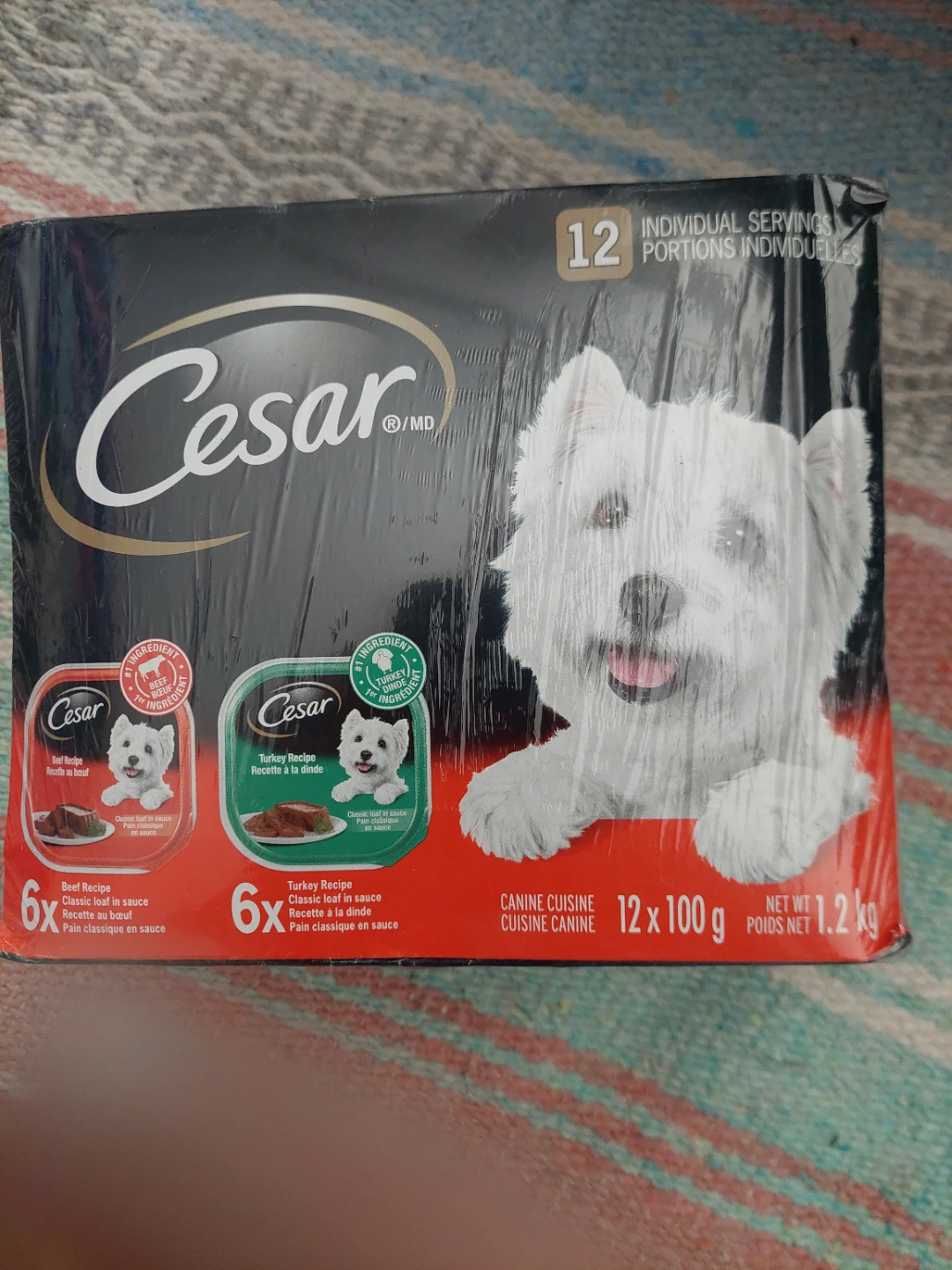 Cesar Wet Dog Food Variety Pack - Beef & Turkey - 12 x 100g