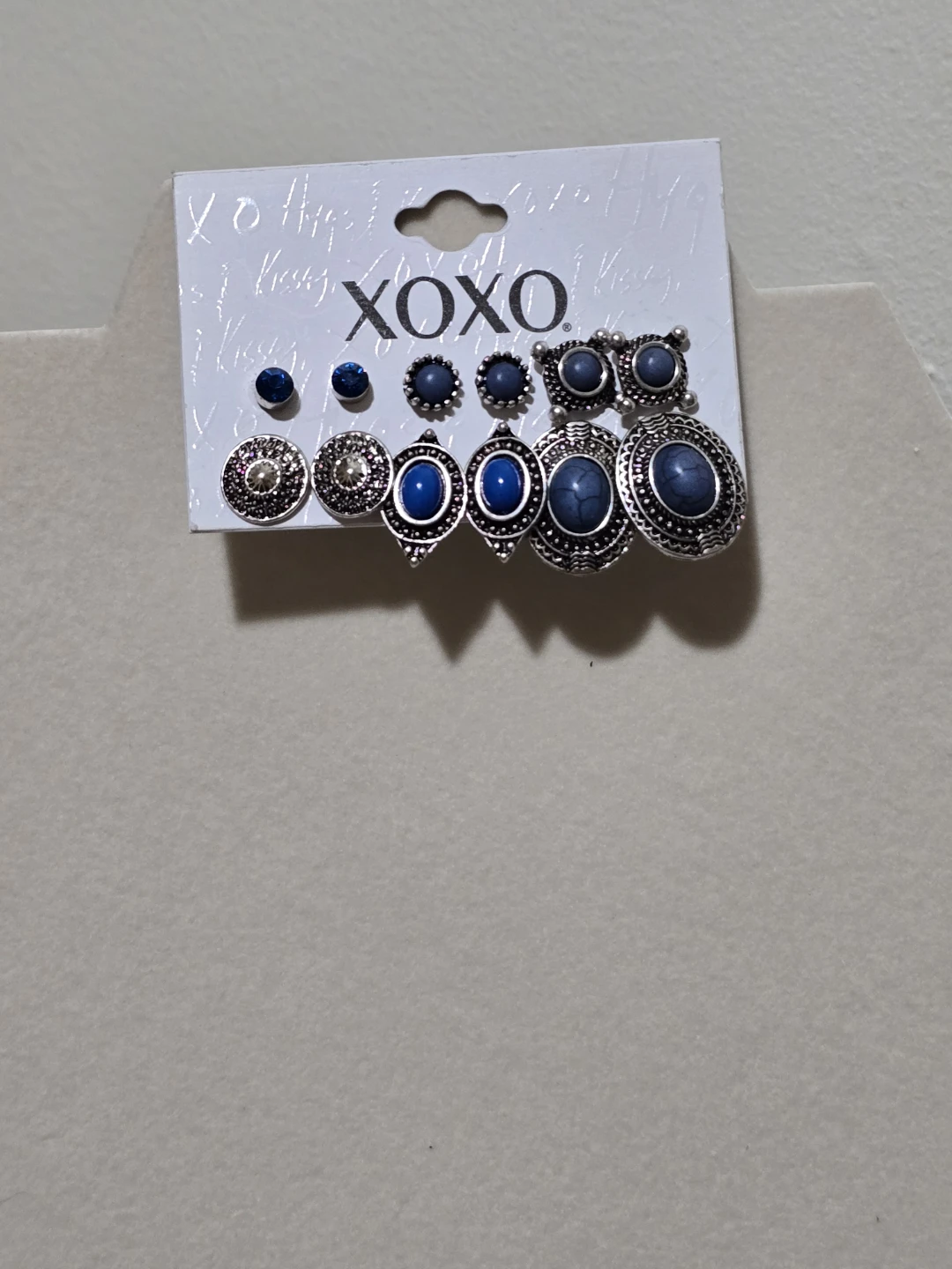 XOXO 9-Pair Multi-Tone Blue & Silver Tone Earrings Set