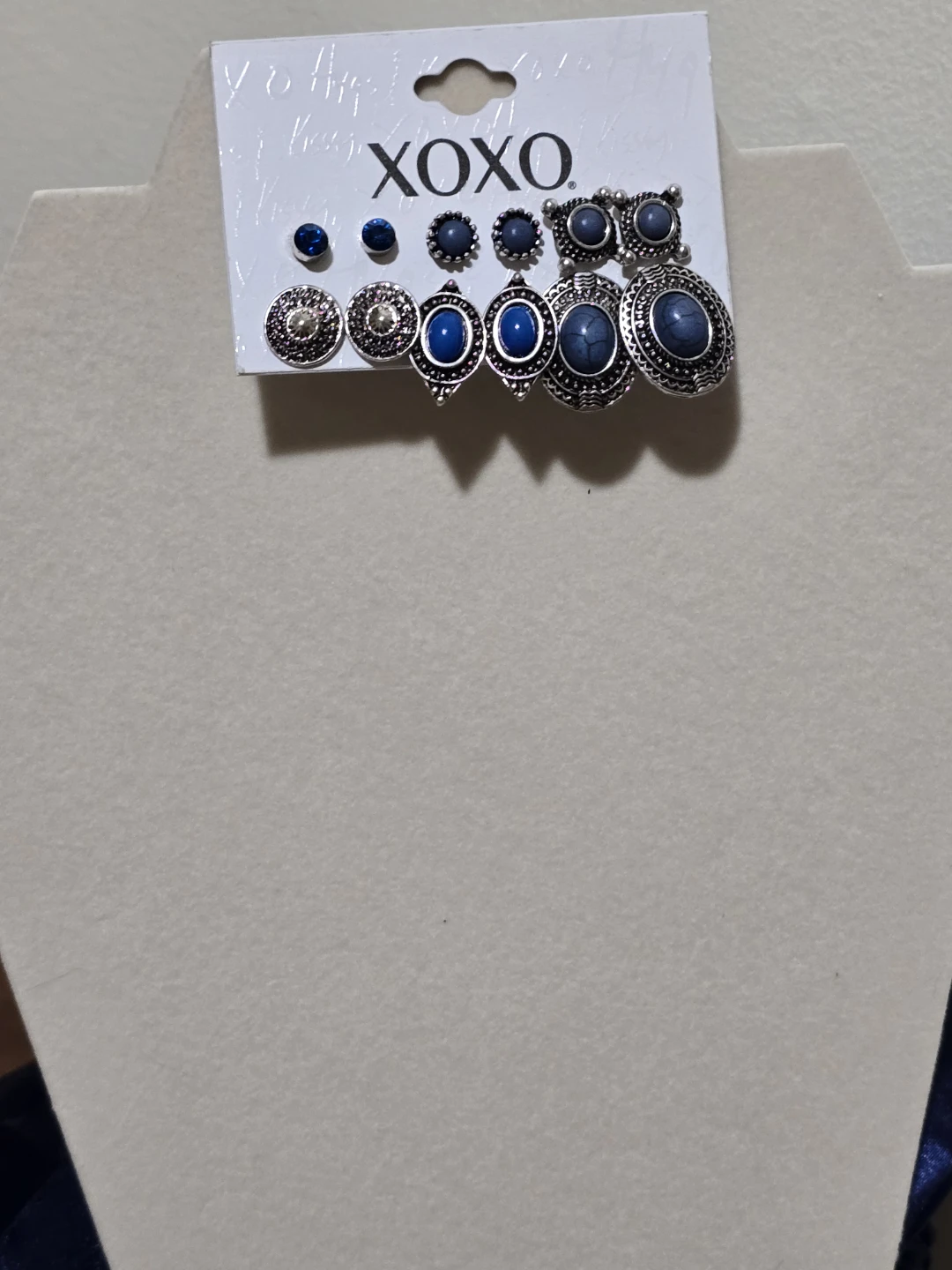 XOXO 9-Pair Multi-Tone Blue & Silver Tone Earrings Set - photo 2