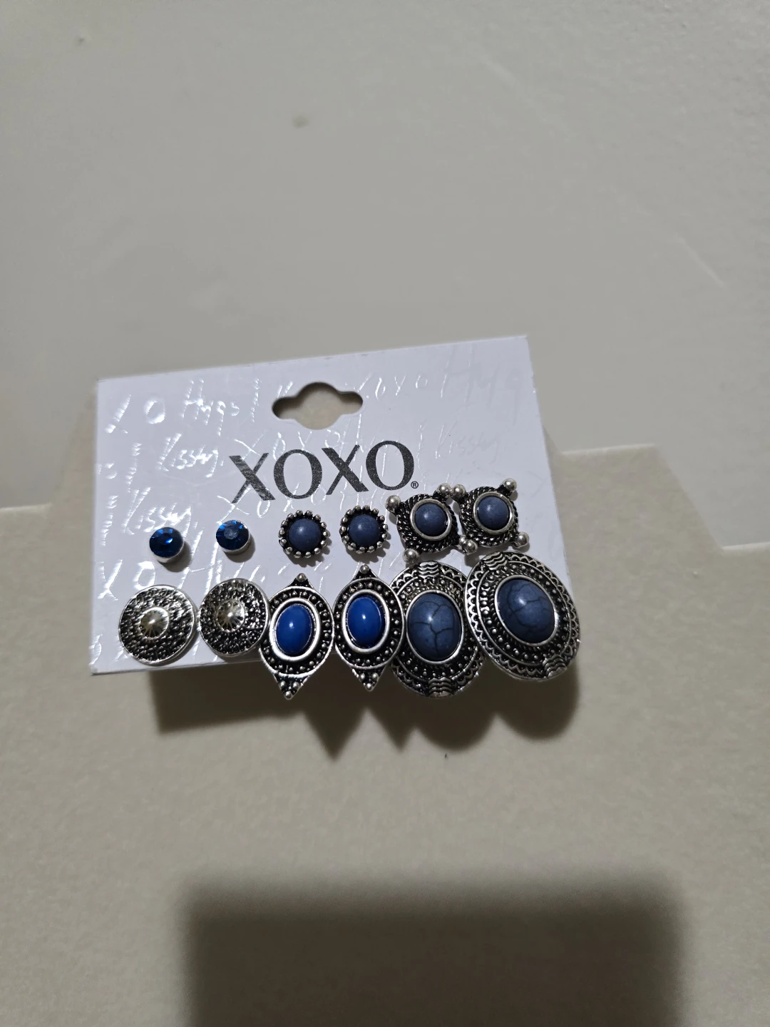 XOXO 9-Pair Multi-Tone Blue & Silver Tone Earrings Set - photo 3