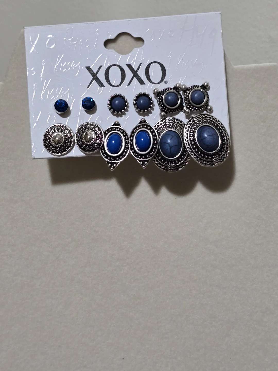 XOXO 9-Pair Multi-Tone Blue & Silver Tone Earrings Set - photo 5
