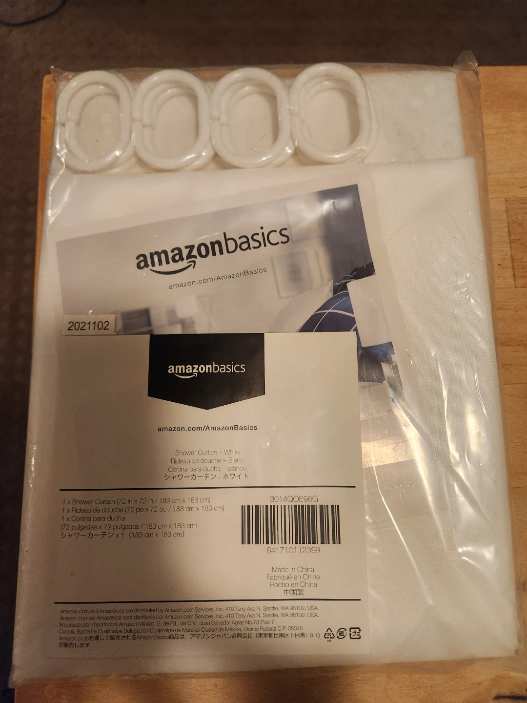 New AmazonBasics Shower Curtain - 183 cm x 183 cm