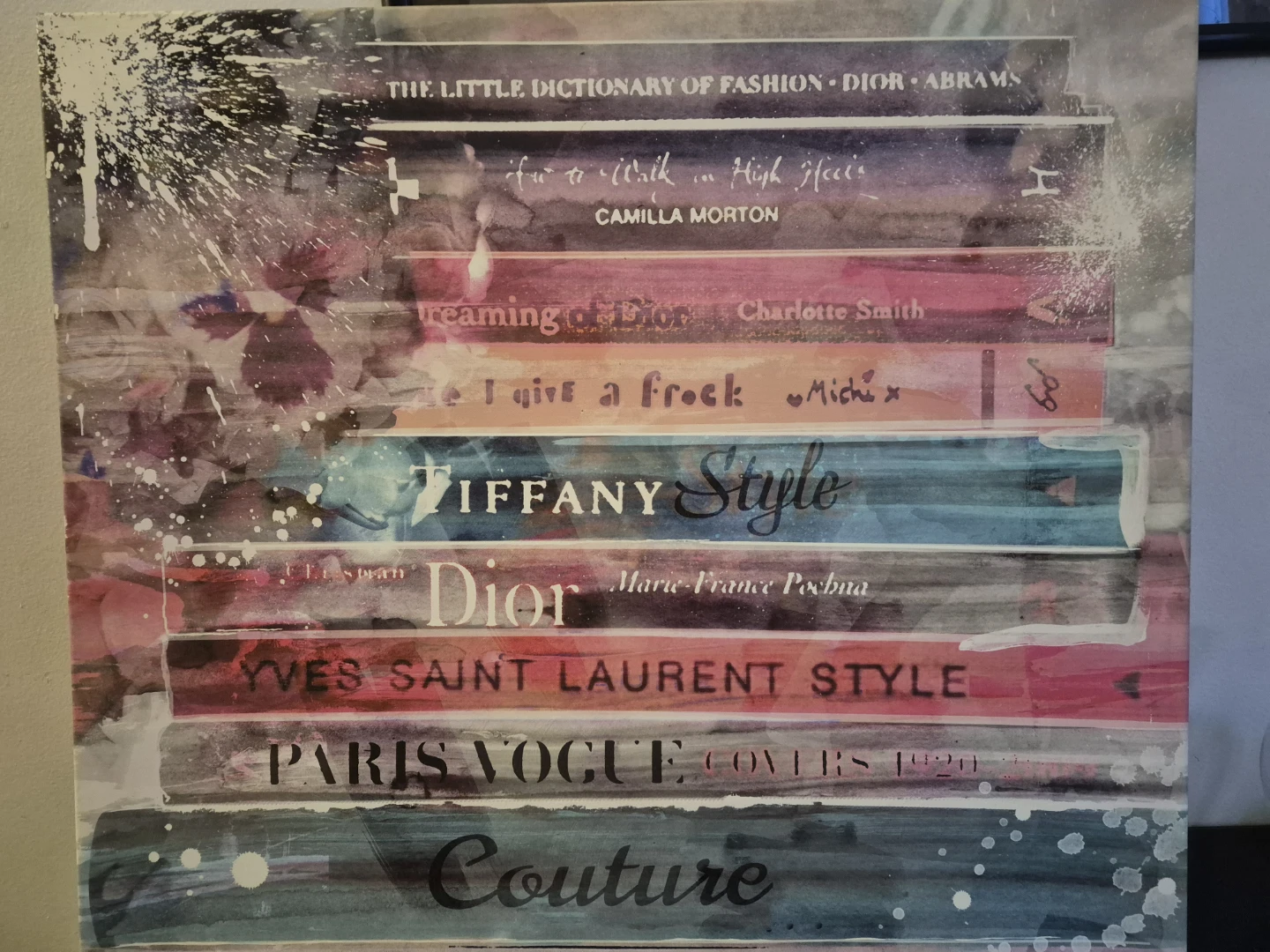 Large Fashion Book Stack Canvas Picture