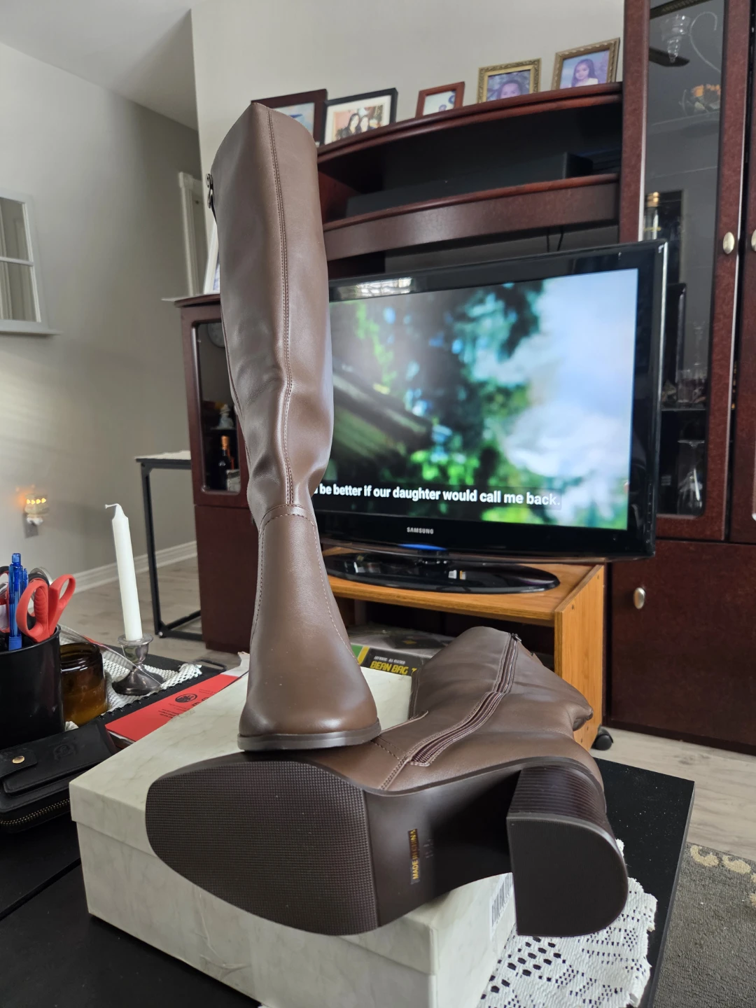 Brown Knee-High Heeled Boots - photo 3