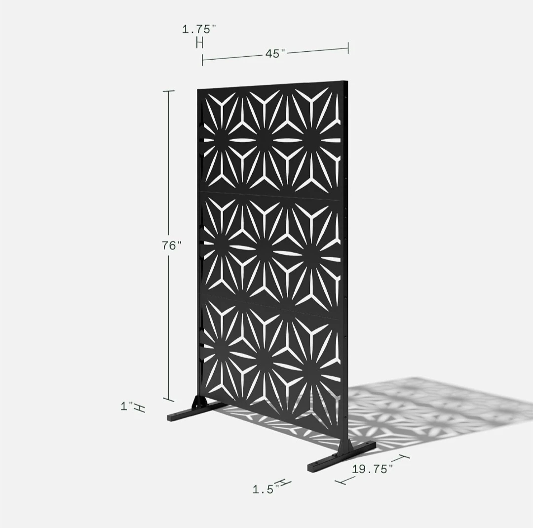 Decorative Metal Outdoor Privacy Screen 76" H x 45" W Black - photo 3
