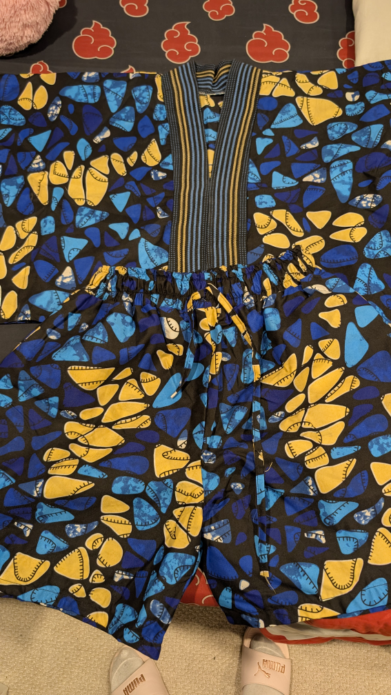 African Print Kimono Top and Shorts Set