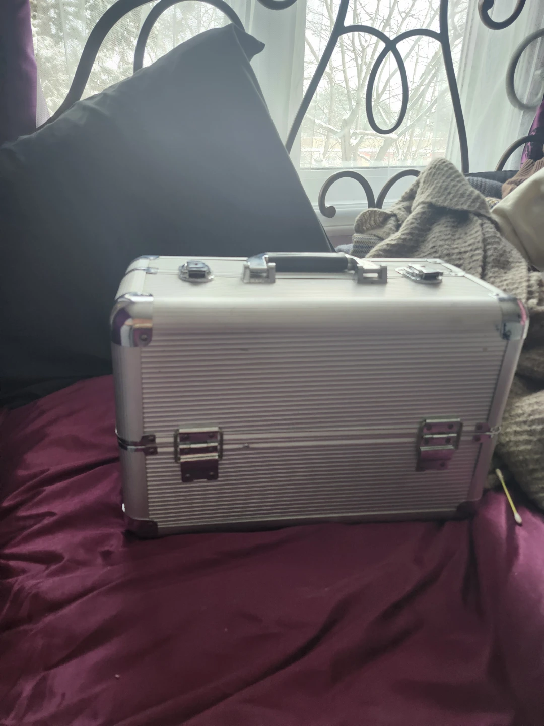 Silver Aluminum Makeup Train Case