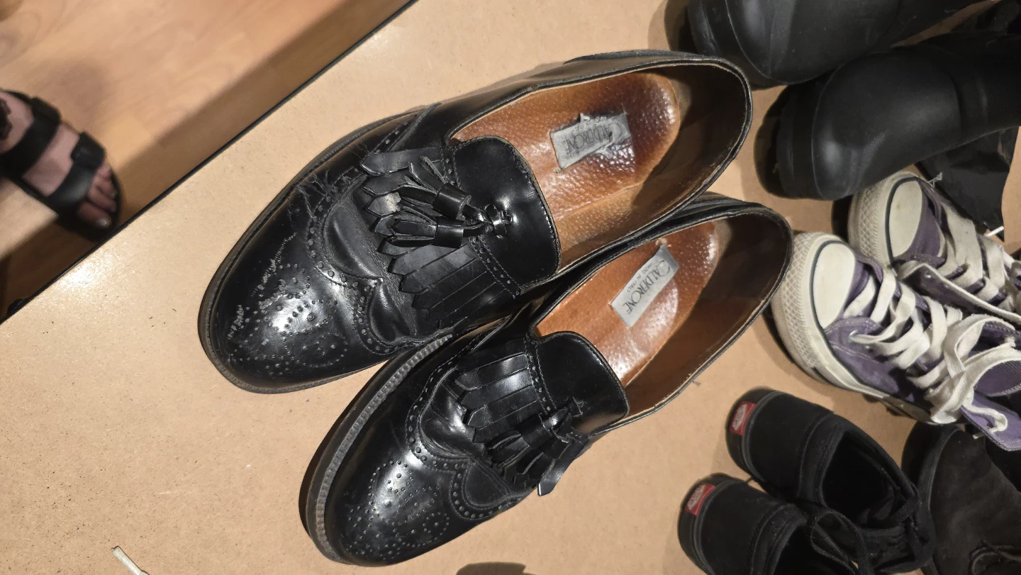 vintage Aldenrone Black Leather Tassel Loafer