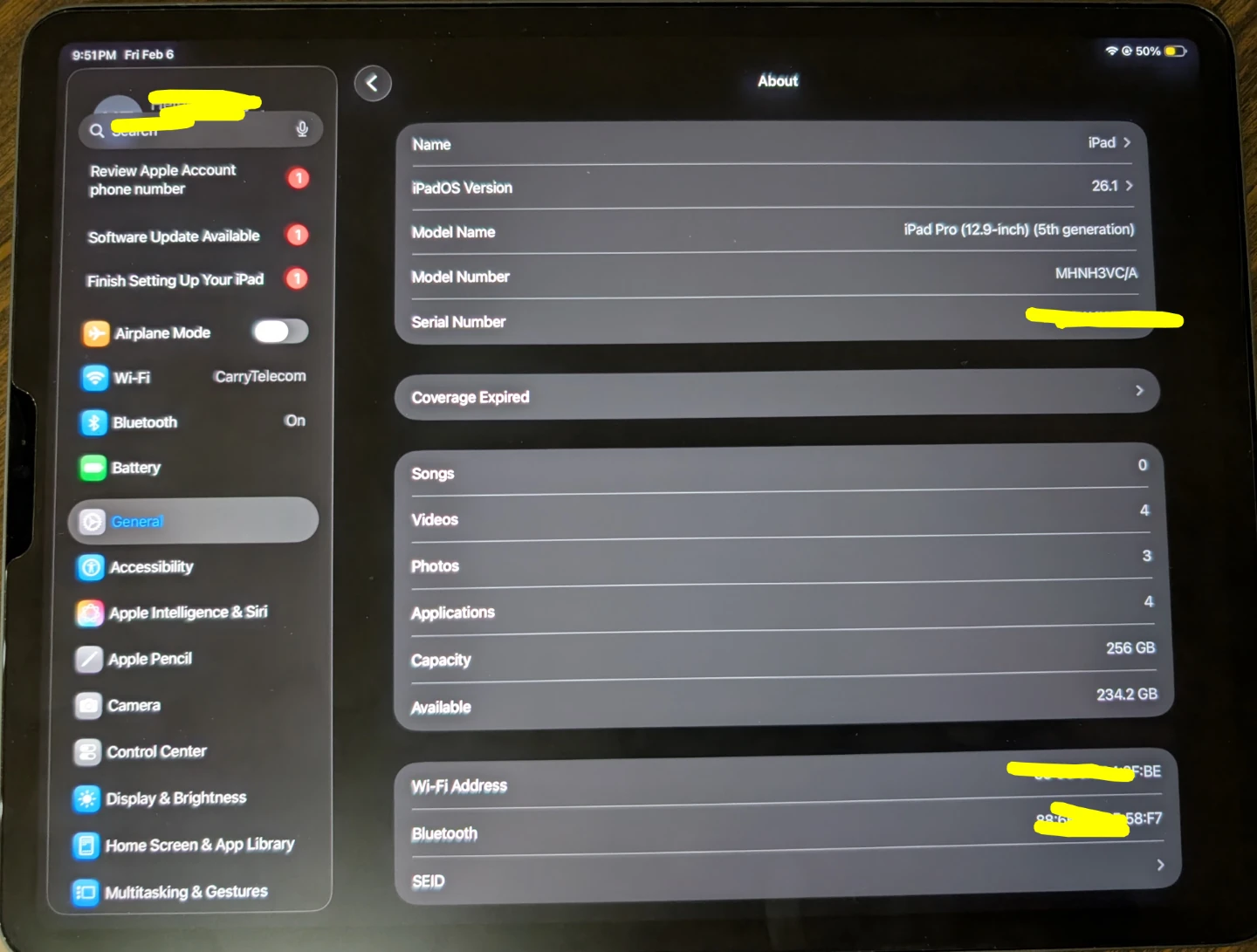 iPad Pro 256GB (12.9-inch) 5th Gen