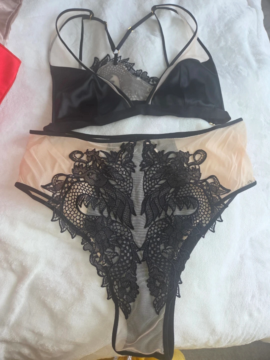Luxury Lingerie Set -  Black & Mesh