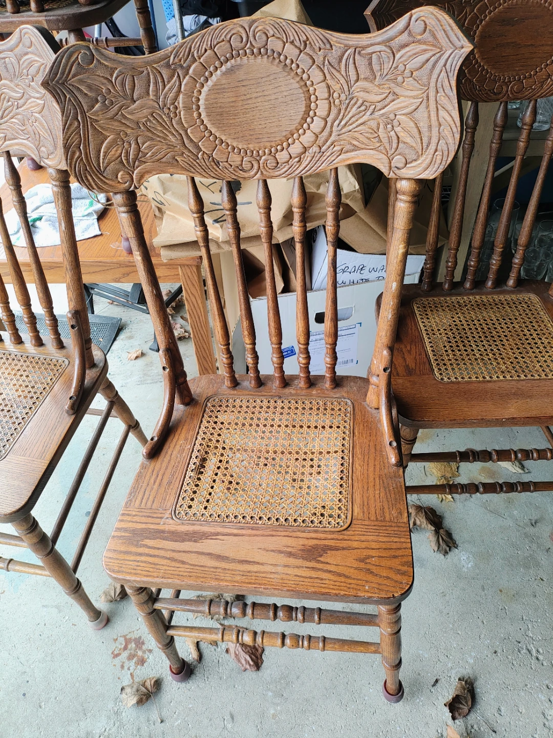 4 Wooden Spindle Back Cane Seat Chairs - photo 2