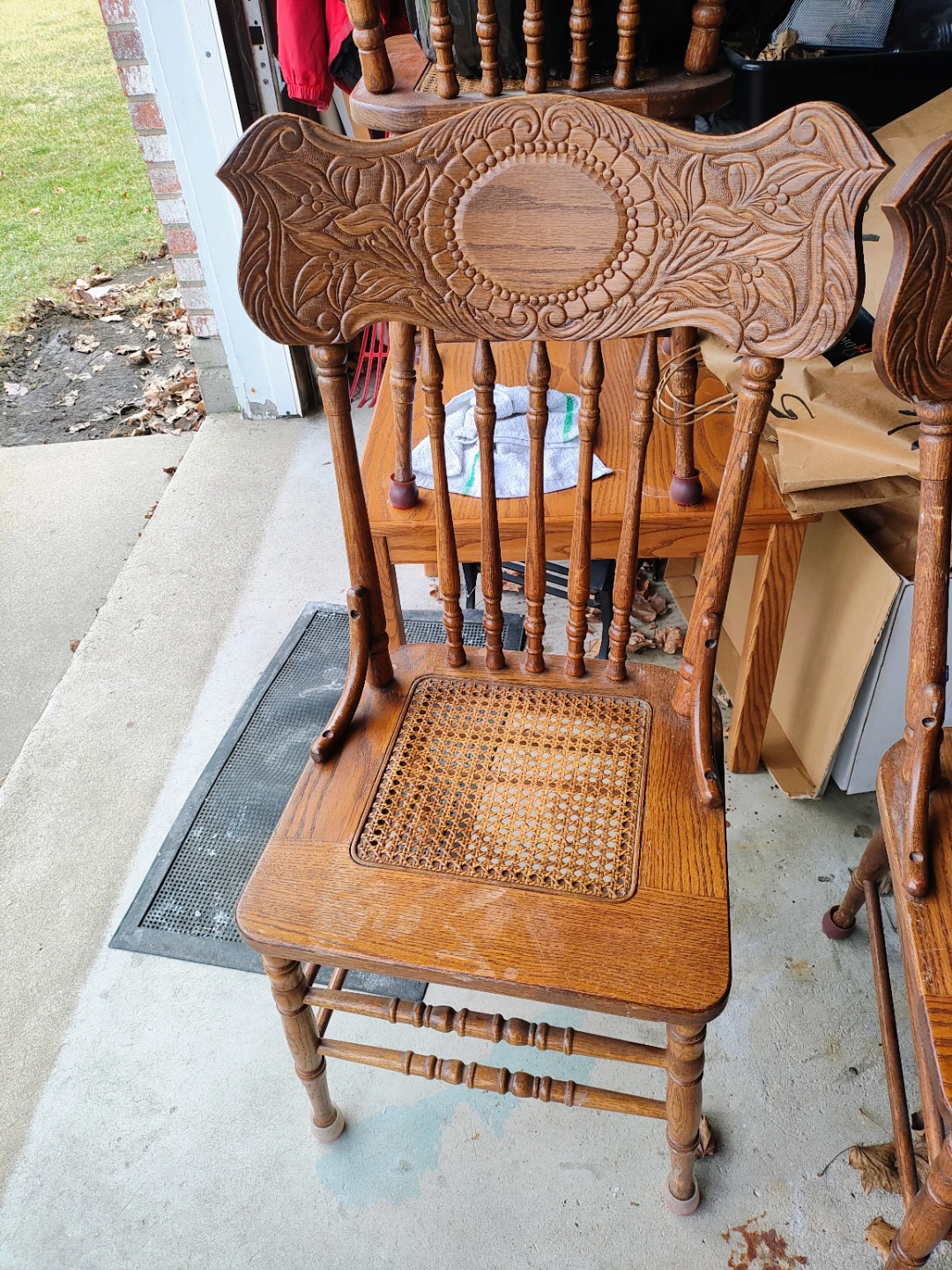 4 Wooden Spindle Back Cane Seat Chairs - photo 3