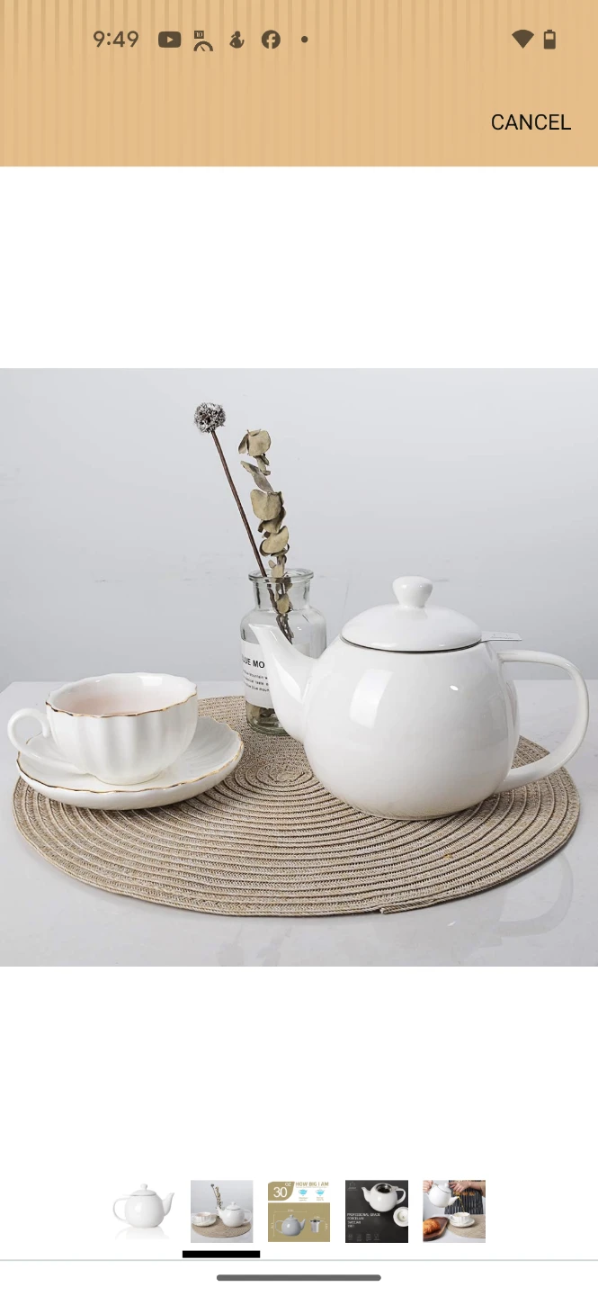 Sweejar White Porcelain Teapot with Infuser - 30 OZ - photo 2