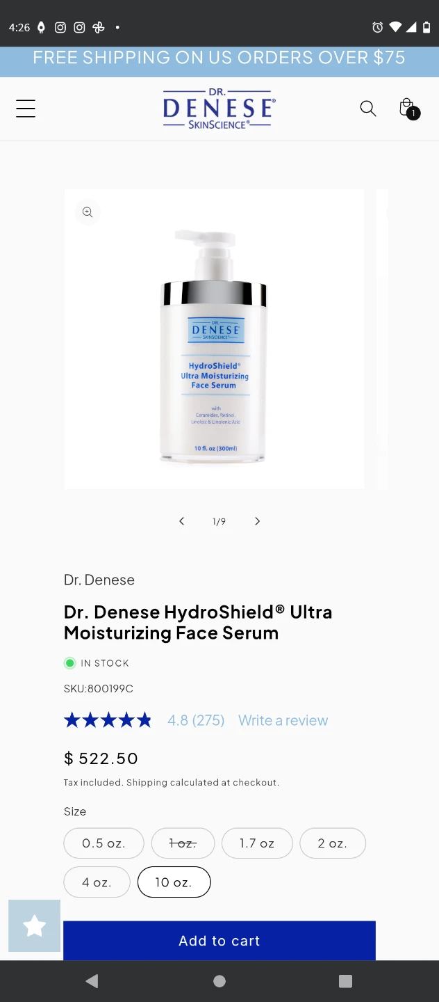 Dr. Denese HydroShield Ultra Moisturizing Face Serum 10 fl oz