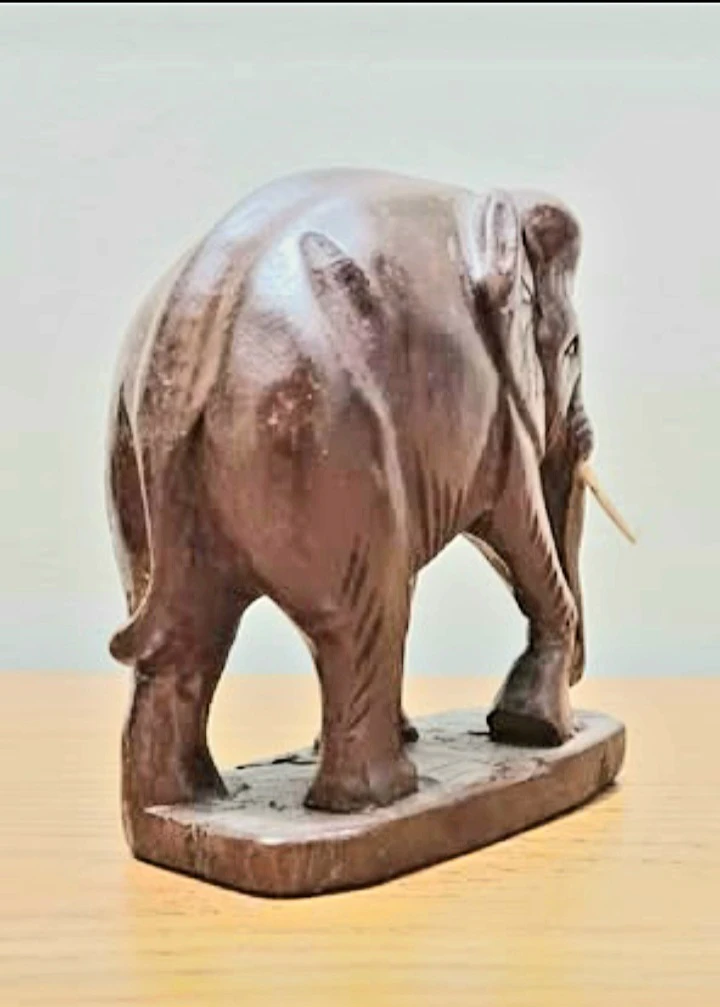 Unique Hand Carved Wooden Elephant Figurine - photo 4