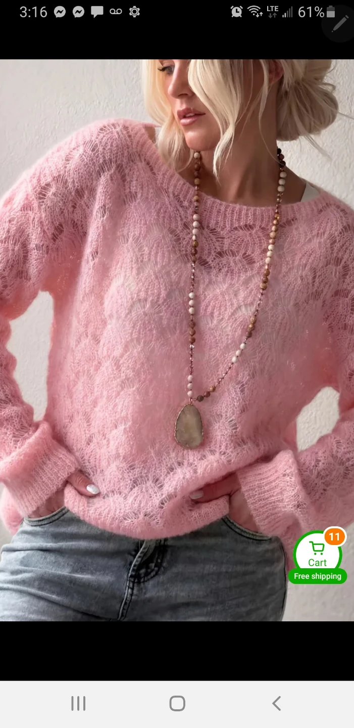Hand knit semi shear sweater blouse