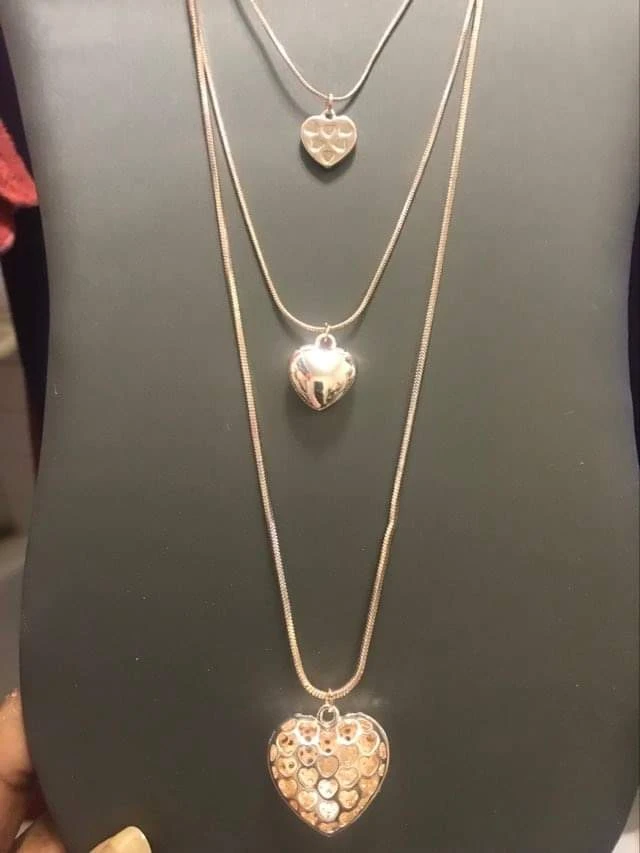 🏆 Rose Gold Tone Layered Heart Necklace Set