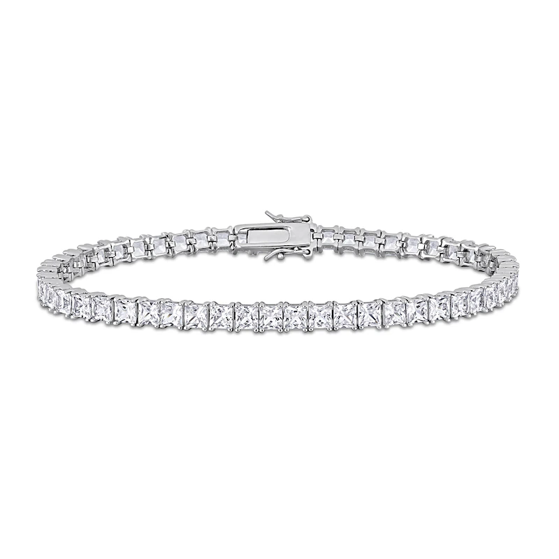 White Sapphire Square-Cut Tennis Bracelet