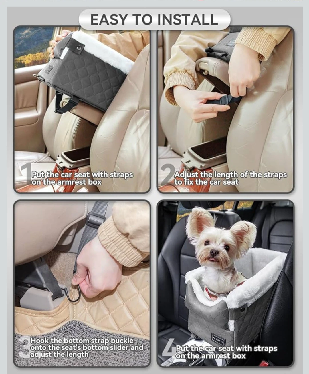 Center Console Dog Car Seat with Safe Protection Hooks,.. - photo 2