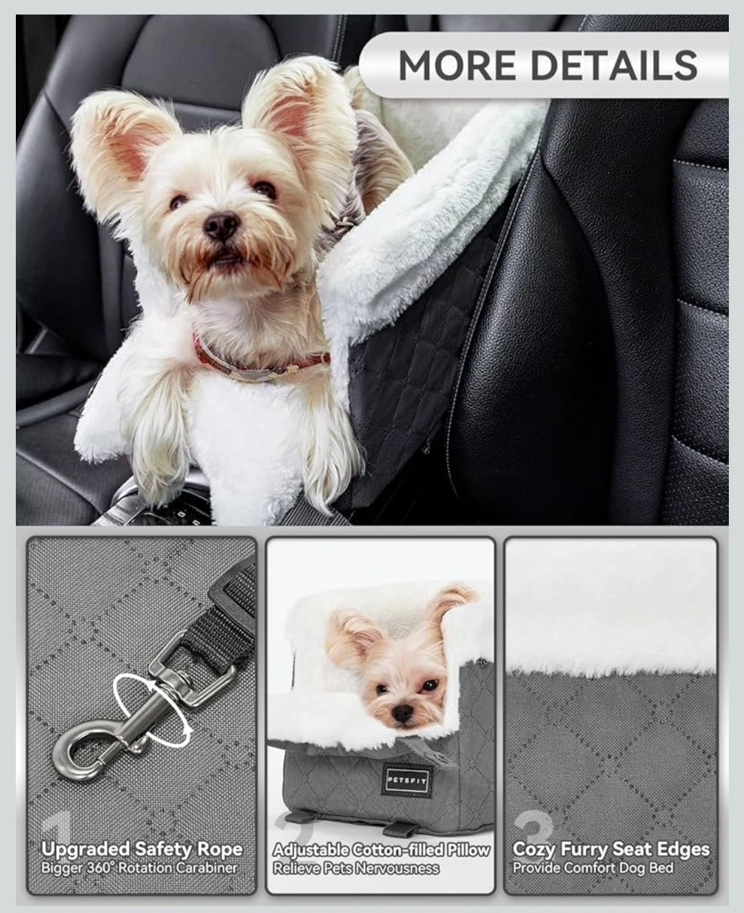 Center Console Dog Car Seat with Safe Protection Hooks,.. - photo 3