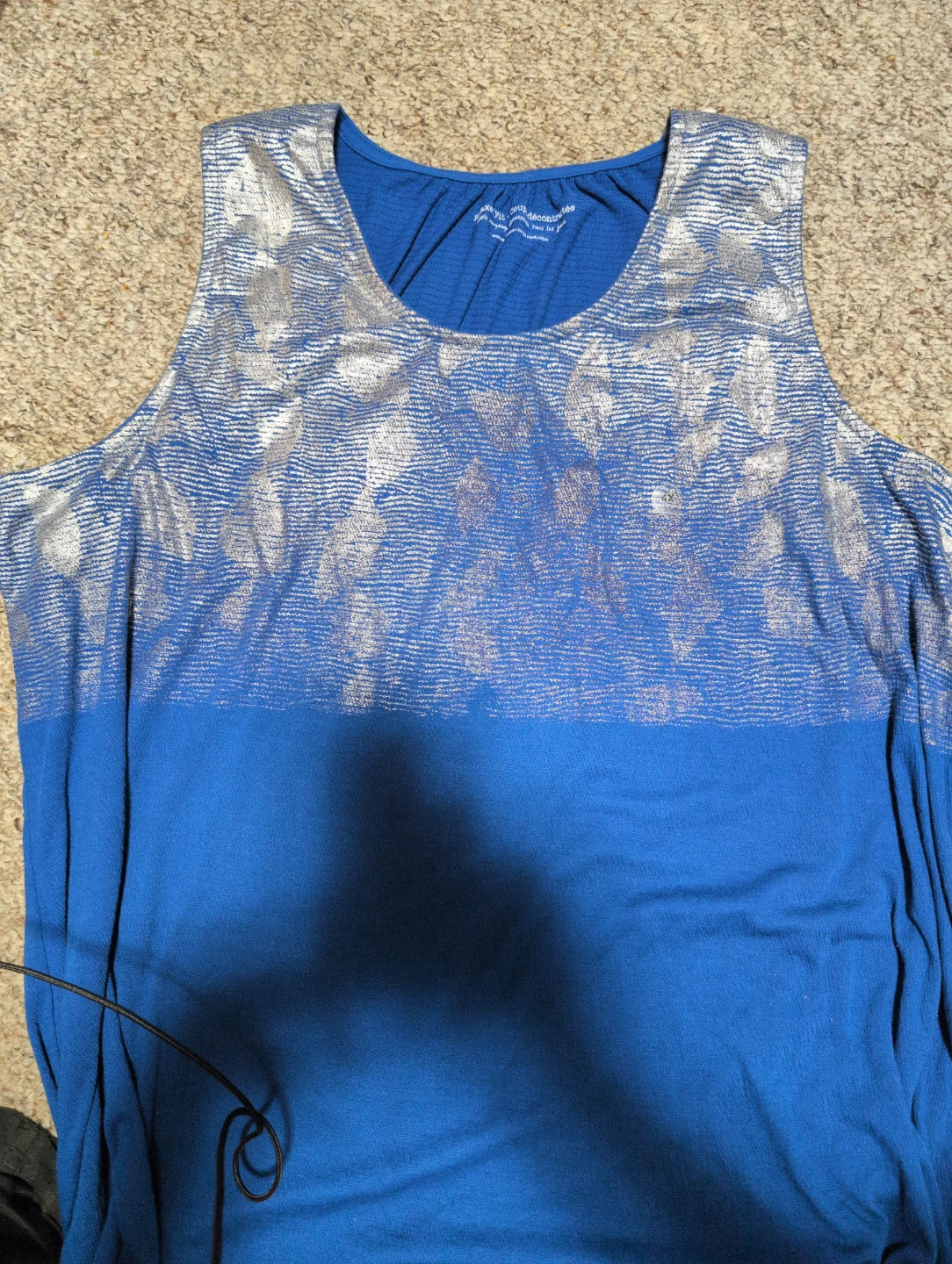 Blue & Silver Leaf Print Tank Top 4x 🏆