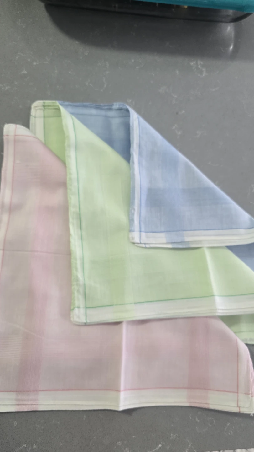 Set of 12 handkerchiefs - Blue, Green, Pink