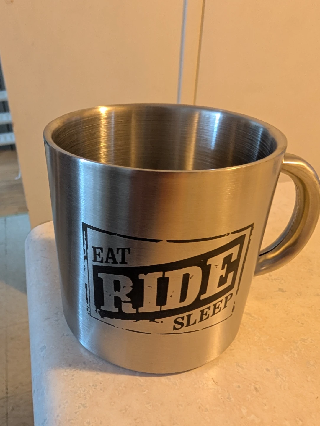 Set of 4 Stainless Steel Mugs - Eat Ride Sleep Design