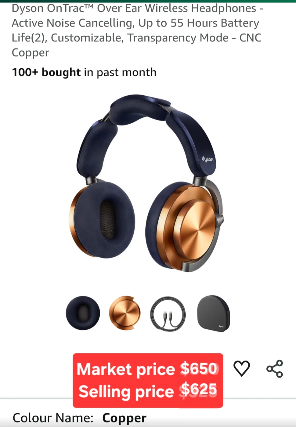 Dyson OnTrac Copper Wireless Headphones