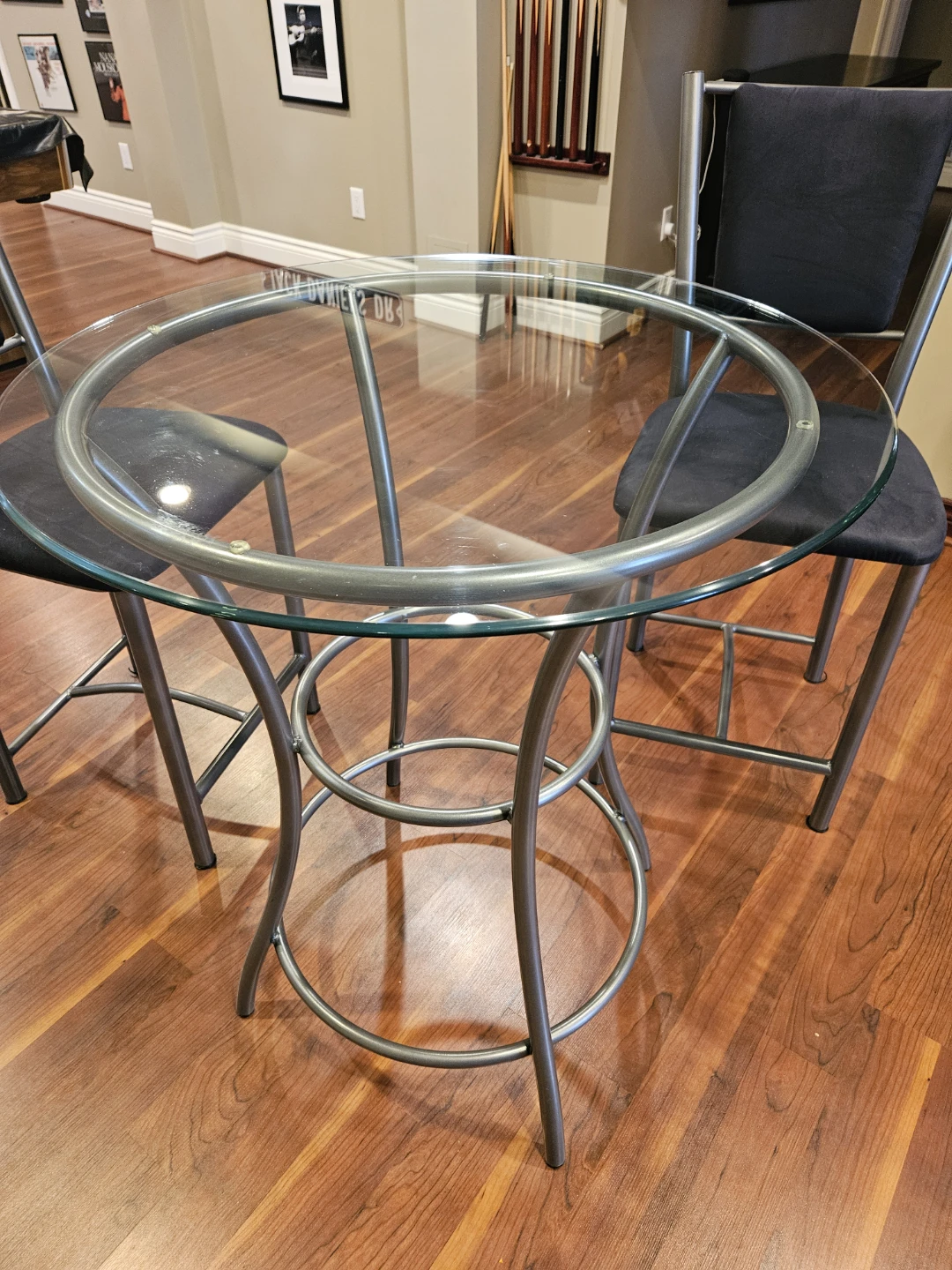 Black Counter Height Stool Set with Glass Table - photo 2