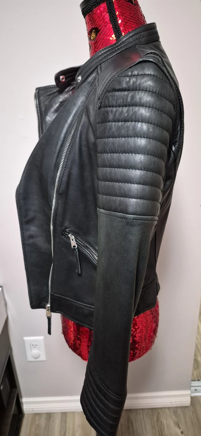 ZARA Black Leather Moto Jacket - photo 3