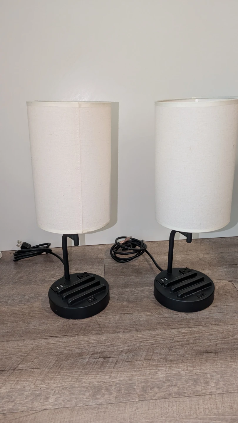 Pair of Bedside Lamps with USB Ports