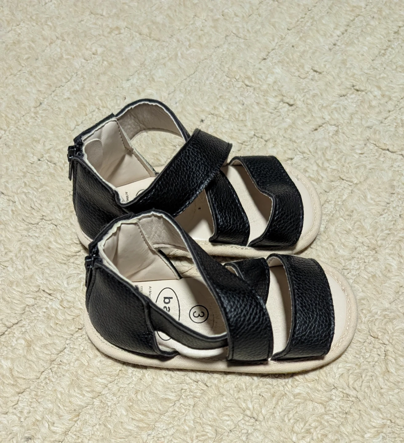 Black Baby Sandals Size 3