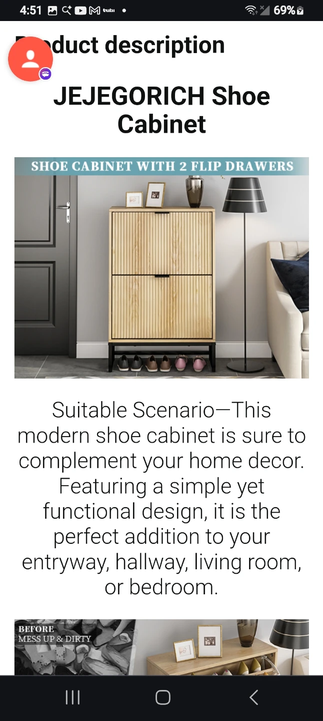 JEJEGORICH Shoe Cabinet with 2 Flip Drawers - Light Wood