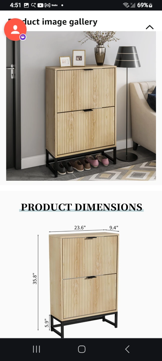 JEJEGORICH Shoe Cabinet with 2 Flip Drawers - Light Wood - photo 2