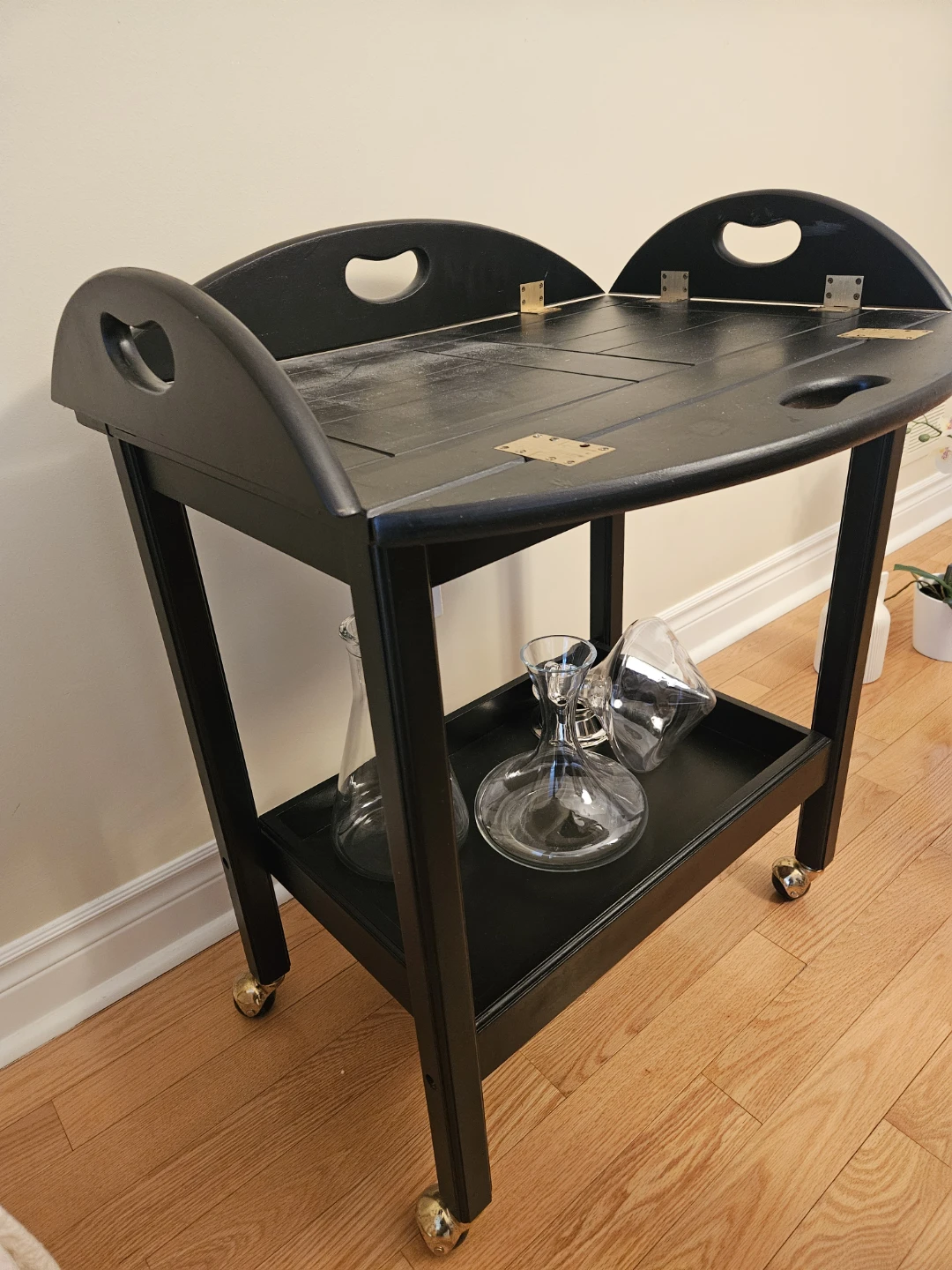 Black Bar Cart with Wheels