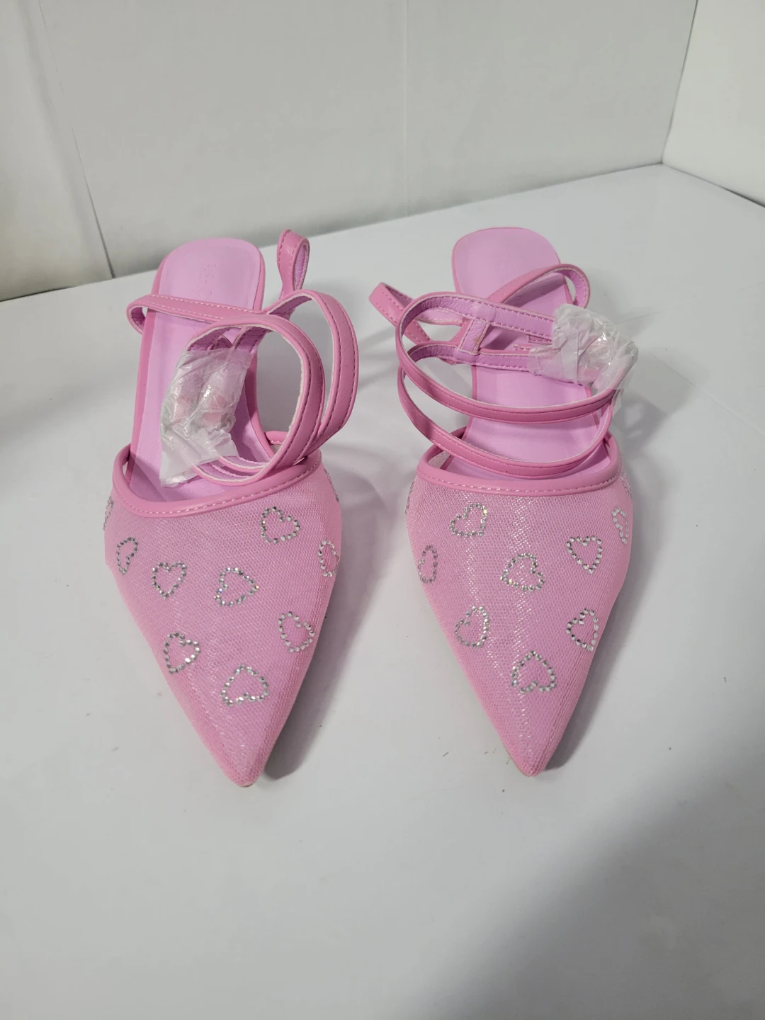 NEW Pink Heart Embellished Slingback Heels, size 8 (48) - photo 3