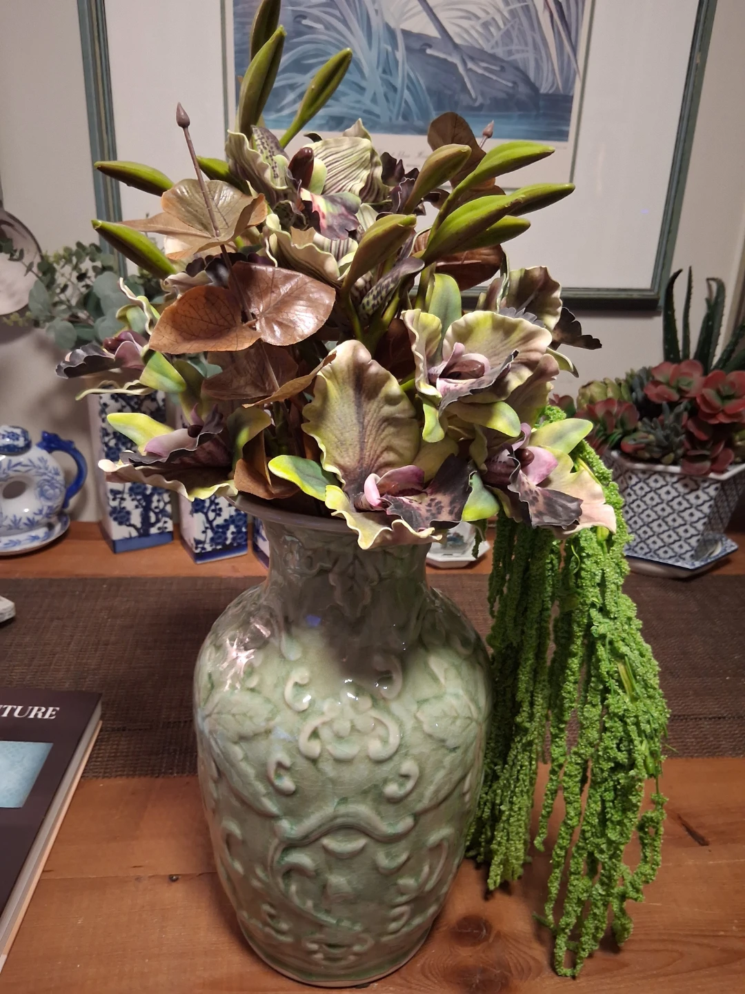 Vintage Embossed Ceramic Vase - Light Green - photo 3