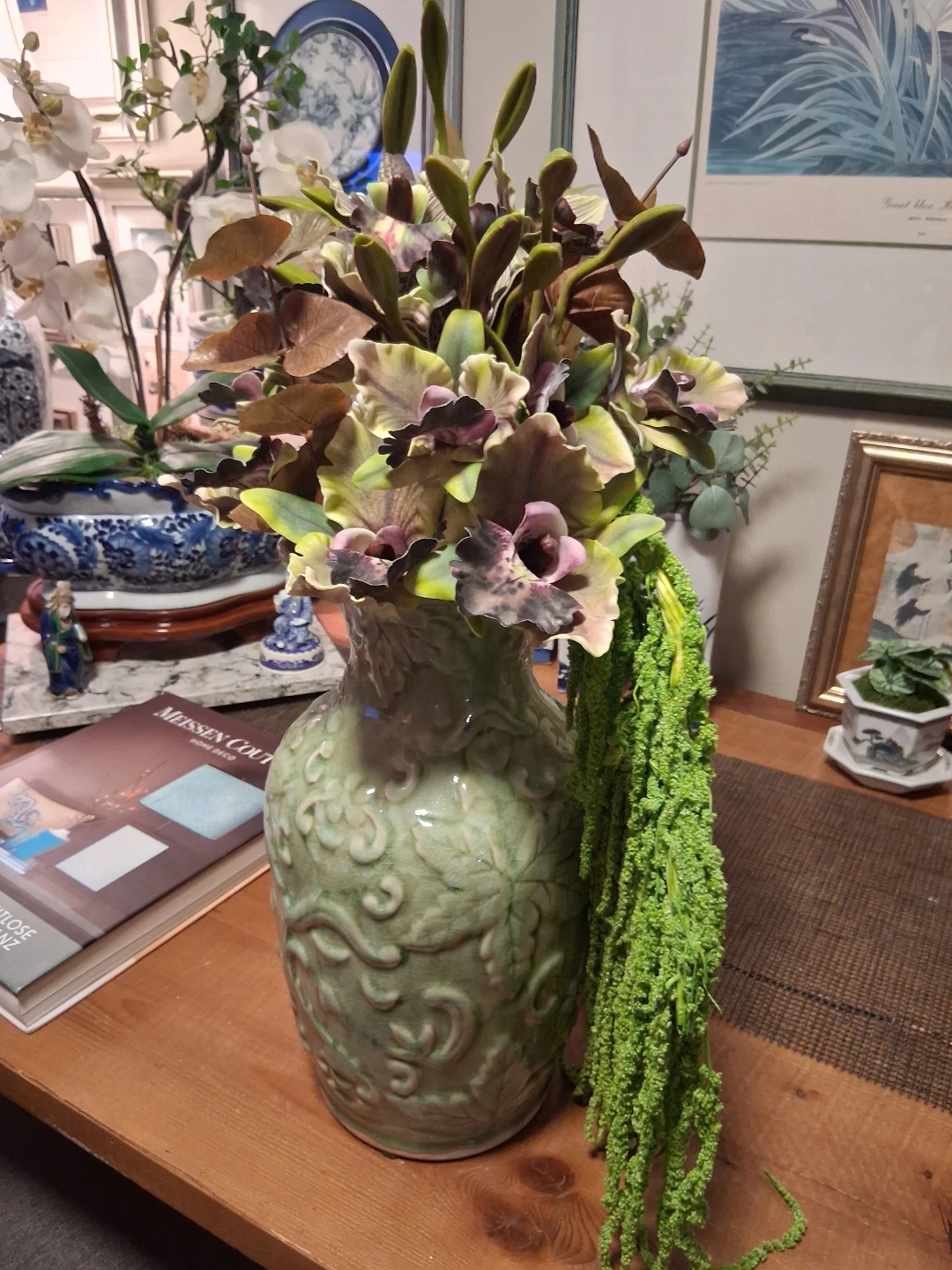 Vintage Embossed Ceramic Vase - Light Green - photo 4