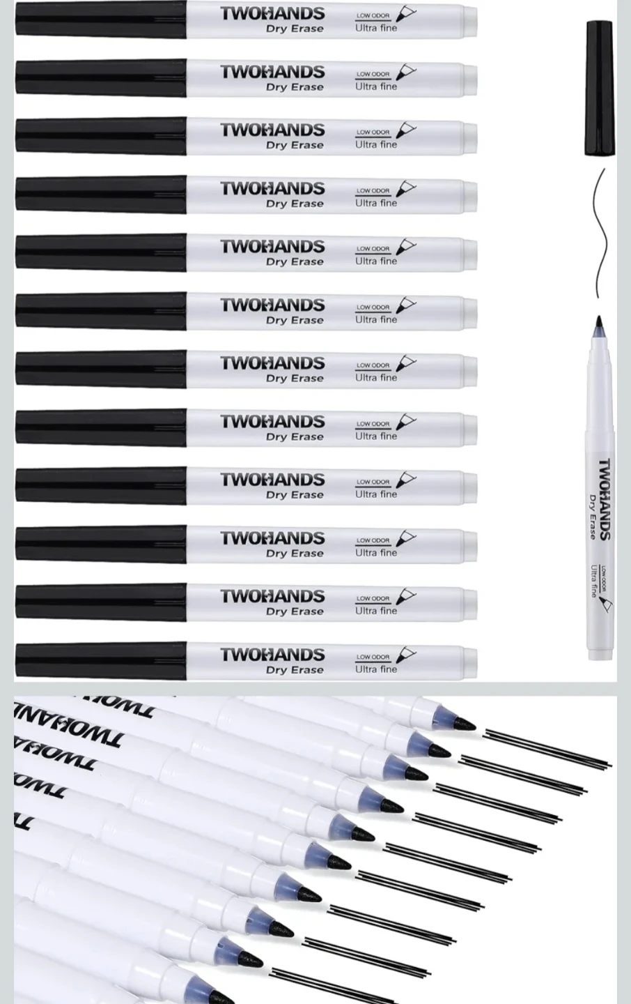 TWOHANDS Dry Erase Markers - Ultra Fine Tip