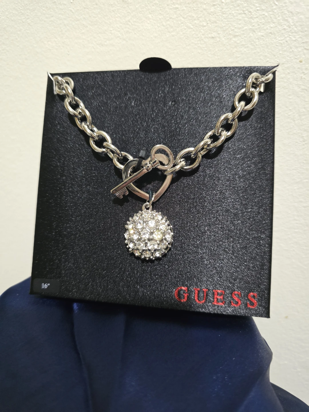 Guess Silver-Tone Heart Toggle Necklace with Crystal Ball - photo 2