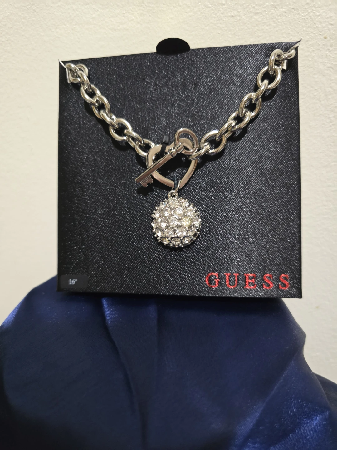Guess Silver-Tone Heart Toggle Necklace with Crystal Ball - photo 3