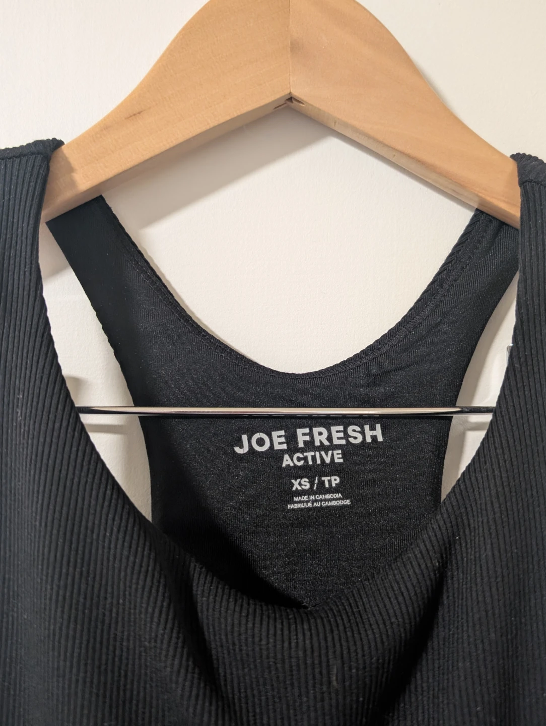 Joe Fresh Active Black Ribbed Tank Top XS/TP