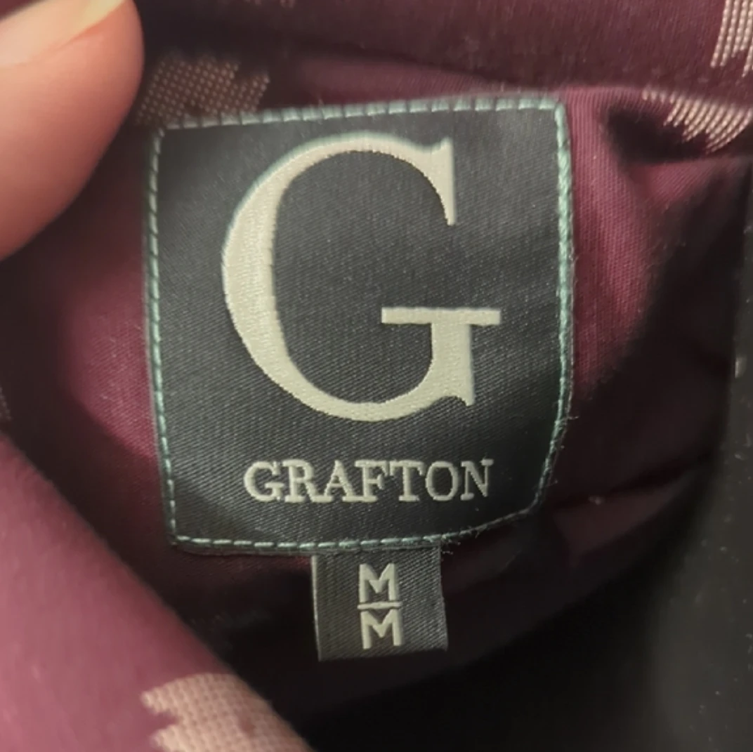 Grafton Men's Burgundy Patterned Button-Up Shirt - Size Medium - photo 5